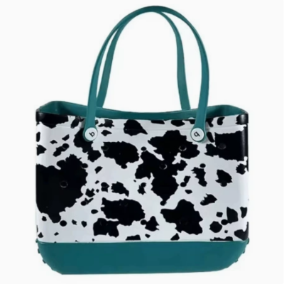 Waterproof Silicone XL Baseball Softball Leopard Cow Print EVA Basket Beach Tote Bag